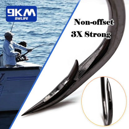 9KM 25Pcs High Carbon Steel Non-offset Circle Live Bait Hooks