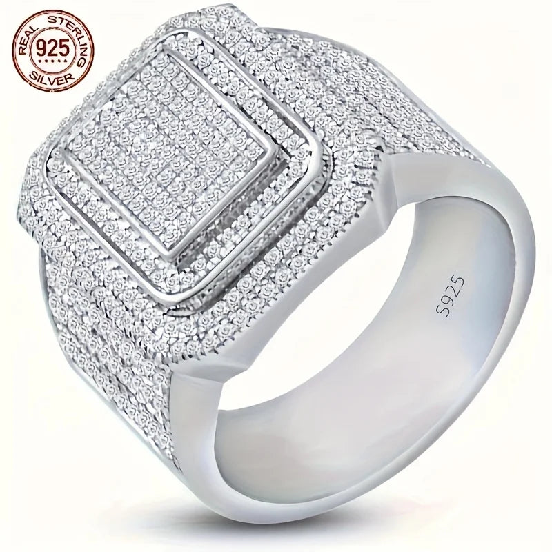 Brilliant 925 Sterling Silver Cluster Micro zircon Ring