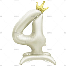 42" Colored Number Stand Foil Balloons with Crown Figures