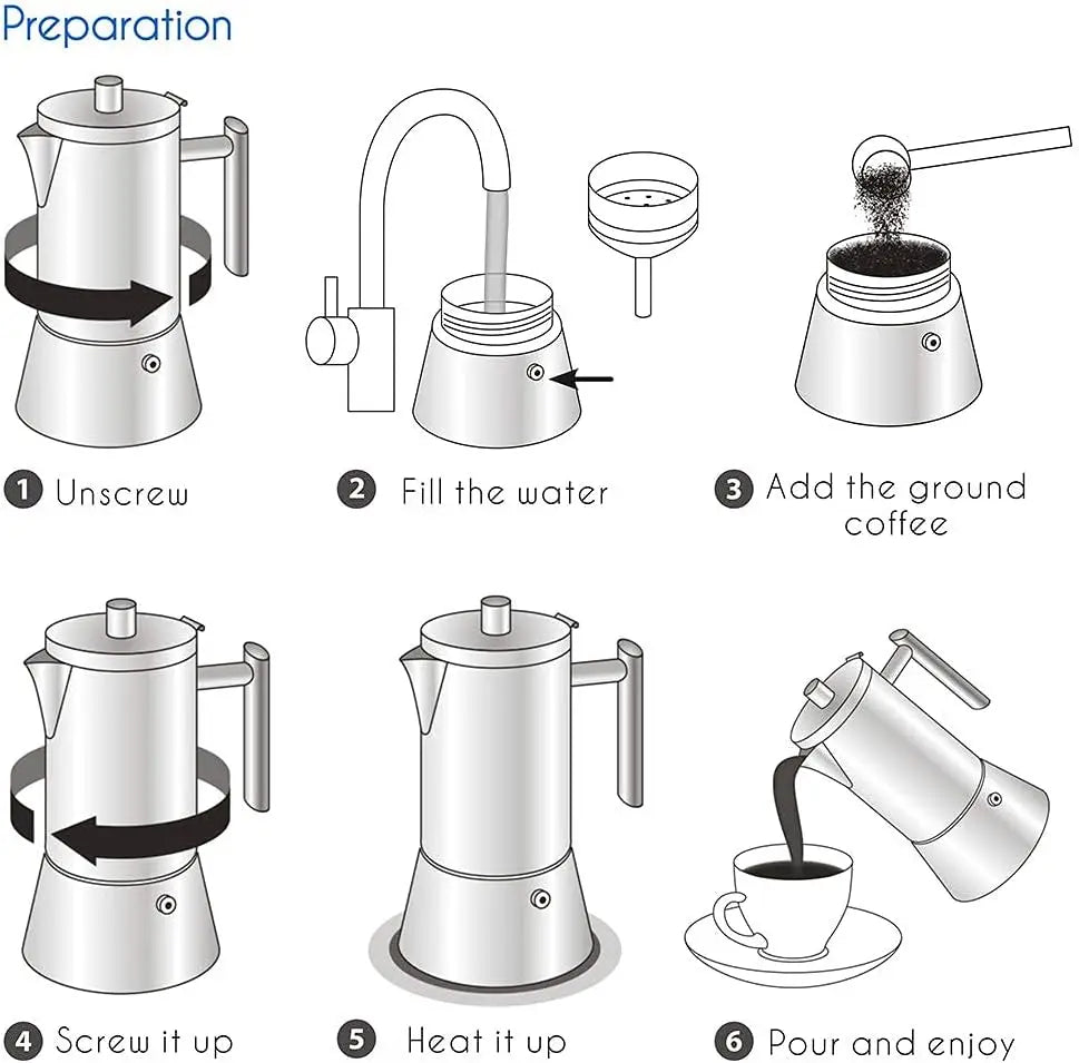Easyworkz Diego Stovetop Espresso Maker Stainless Steel Italian Coffee Machine