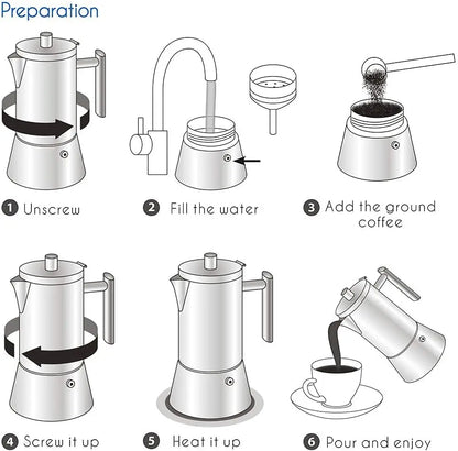 Easyworkz Diego Stovetop Espresso Maker Stainless Steel Italian Coffee Machine