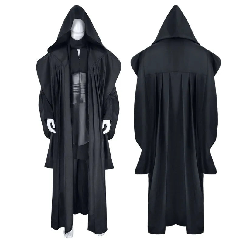 Men's Darth Maul Cosplay Costume Full Set - Black Hooded Robe Tunic Uniform