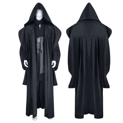 Men's Darth Maul Cosplay Costume Full Set - Black Hooded Robe Tunic Uniform