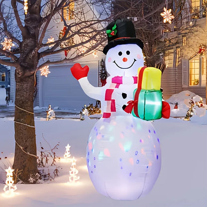 1.5M Inflatable Snowman with Rotating LED Lights - Outdoor Christmas Decor