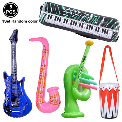 Inflatable Rock Star Toy Set - Musical Instrument Props for 80s Party Decor
