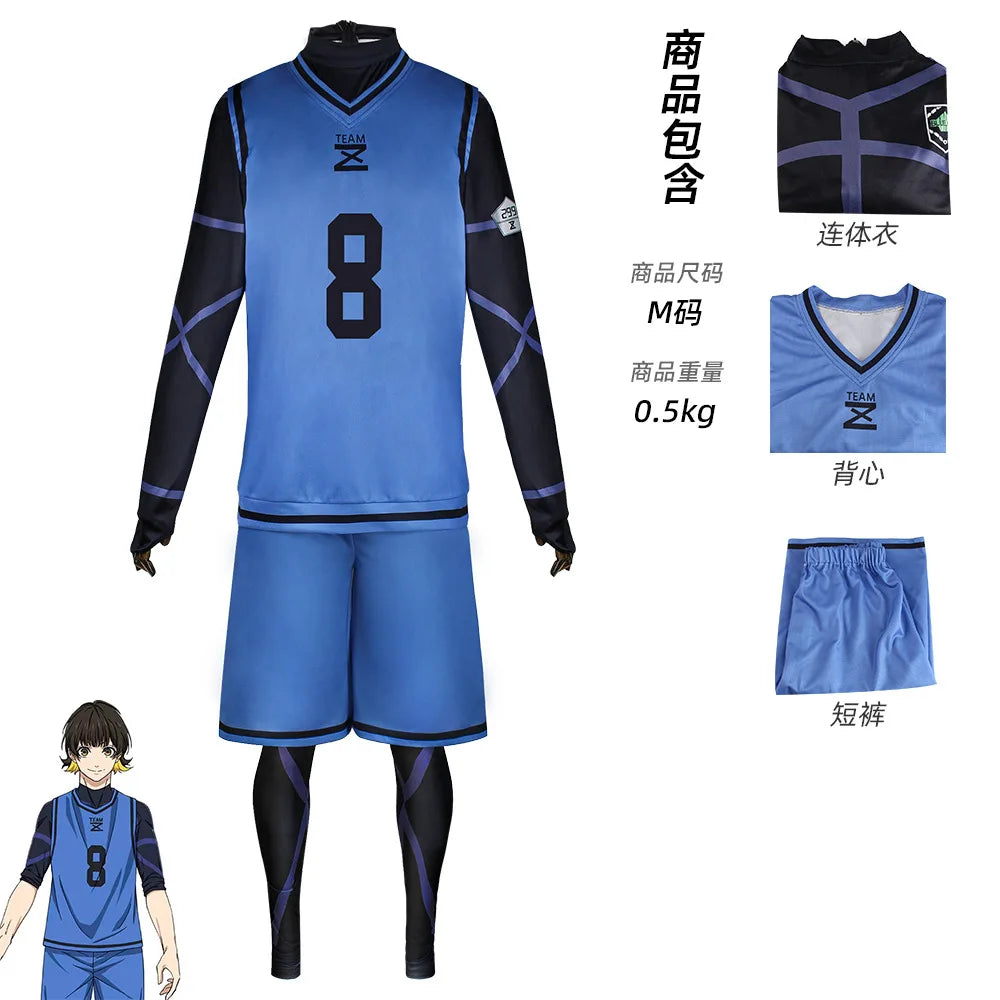 Anime Bachira Meguru Cosplay Costume Football Jersey Set