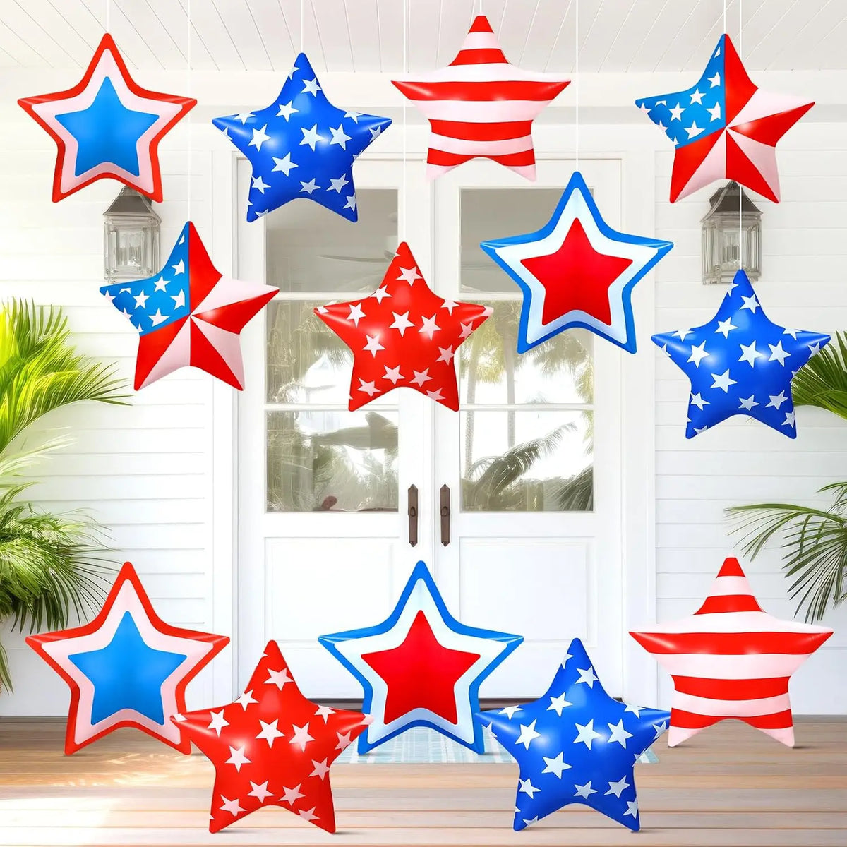 12 Pcs Fall Inflatable Leaf Outdoor Decorations, Large Inflatable Maple Leaf Ball Balloons