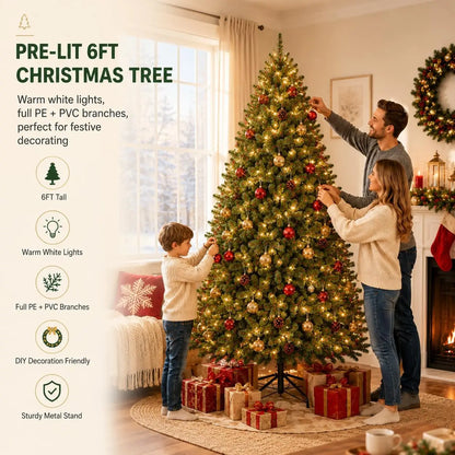 Pre-Lit Dual-Color LED Artificial Christmas Tree