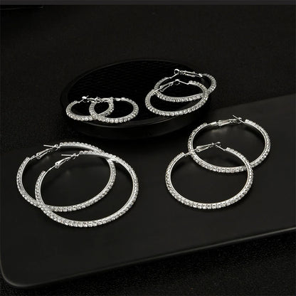 Large Crystal Rhinestone Hoop Earrings – Sparkling Statement Circle Jewelry