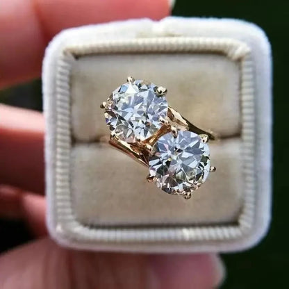 Huitan Double Round Cubic Zirconia Ring