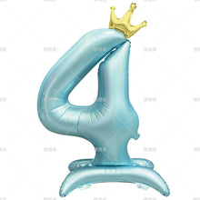 42" Colored Number Stand Foil Balloons with Crown Figures