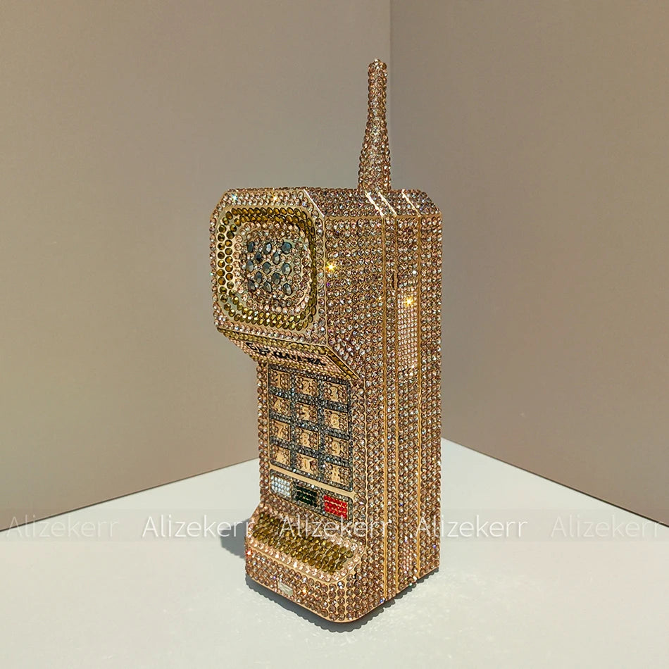 Alizekerr Cellphone Shaped Diamond Evening Bags