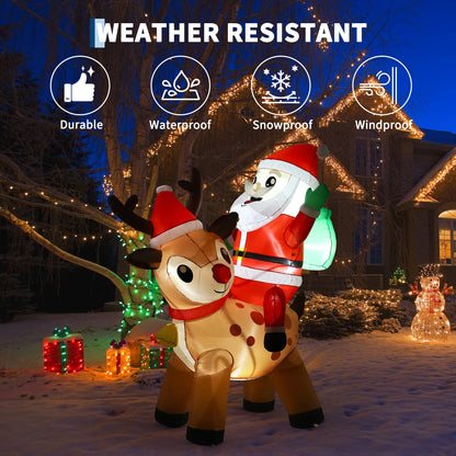 7FT Giant Inflatable Santa Claus Reindeer Decoration