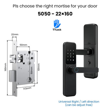 Bluetooth TTLock App Fingerprint Touch Screen Smart Lock
