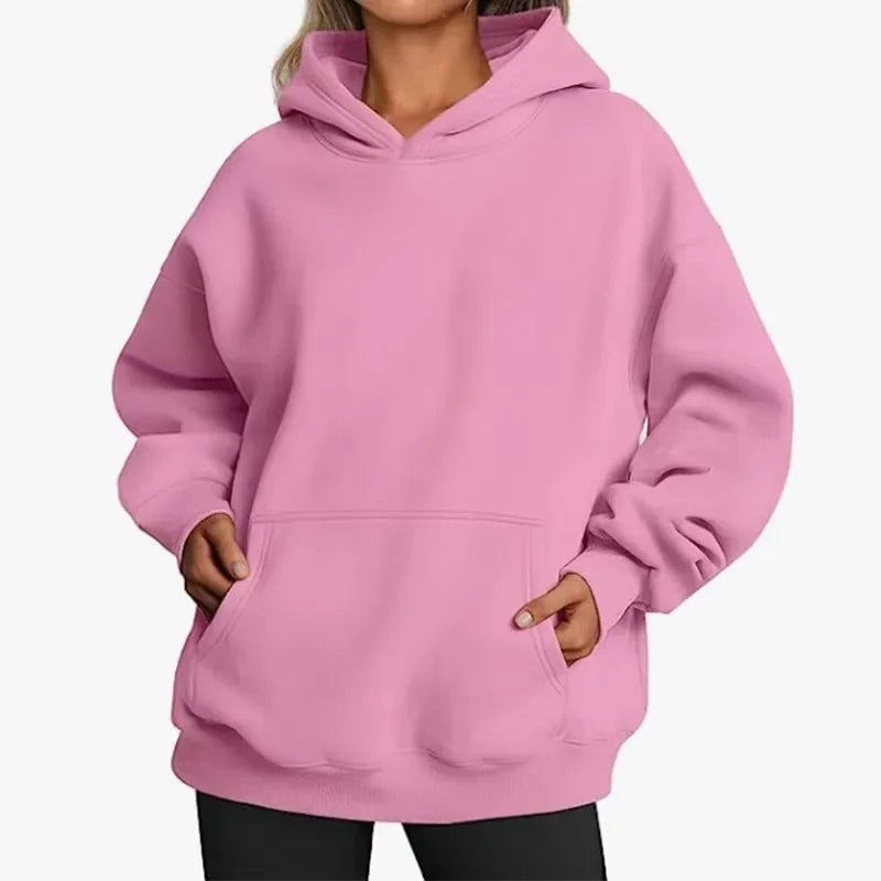 Women's Oversized Fleece Warm Hoodie - Casual Loose Fit Autumn Winter Pullover Sweatshirt