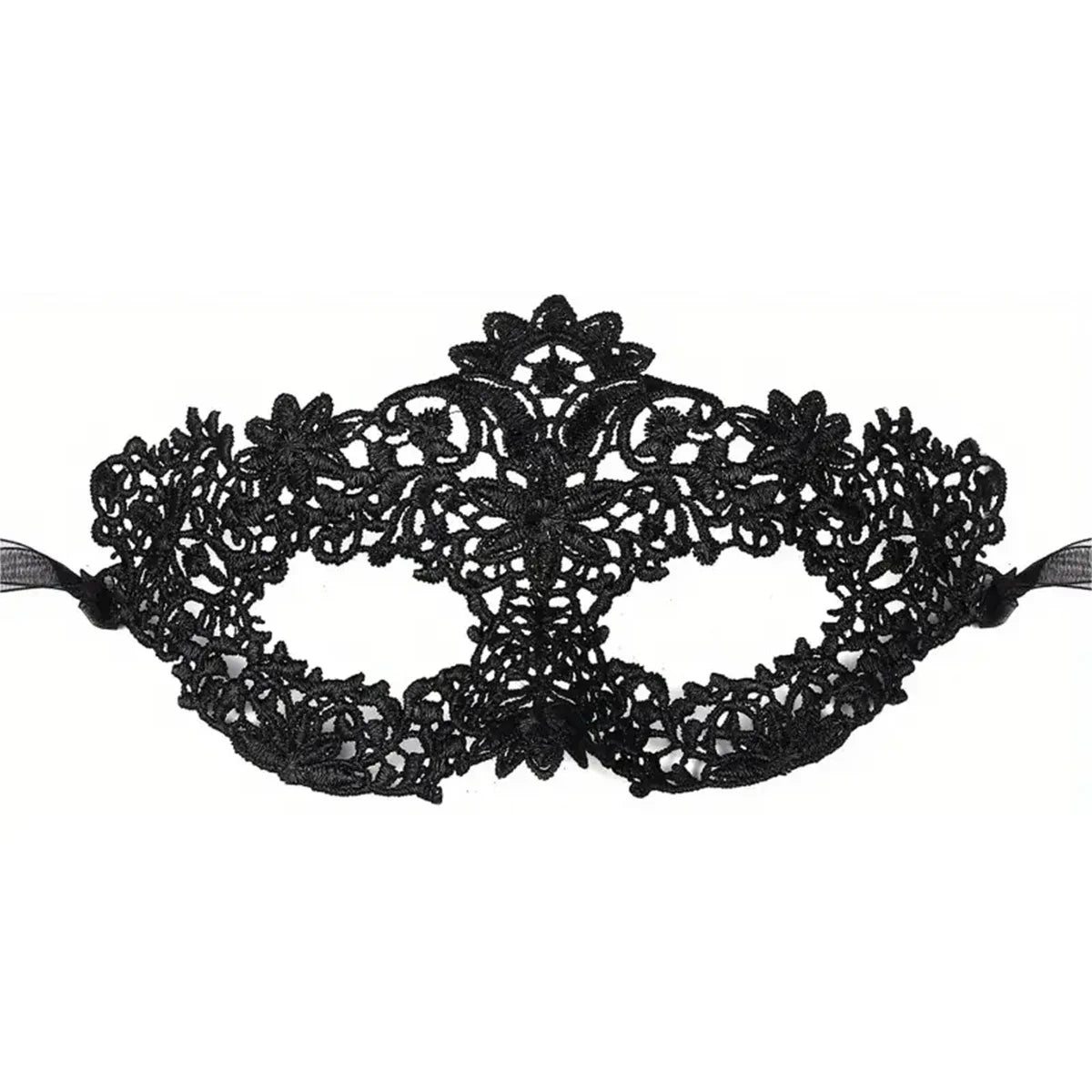 Elegant 2-Piece Black Lace Masquerade Mask Set