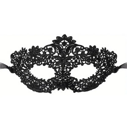Elegant 2-Piece Black Lace Masquerade Mask Set