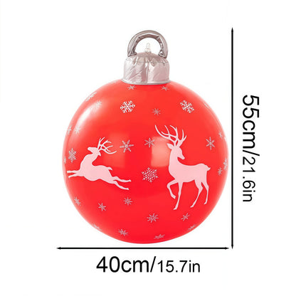 40cm Outdoor Inflatable Christmas Decorated Ball - PVC Giant Ornament for Xmas Tree & Home Yard