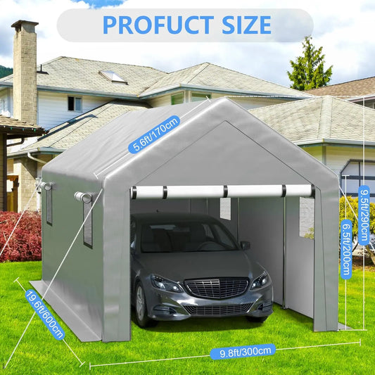 10x20 Heavy Duty Garage with Removable Sidewalls Roll-up Windows