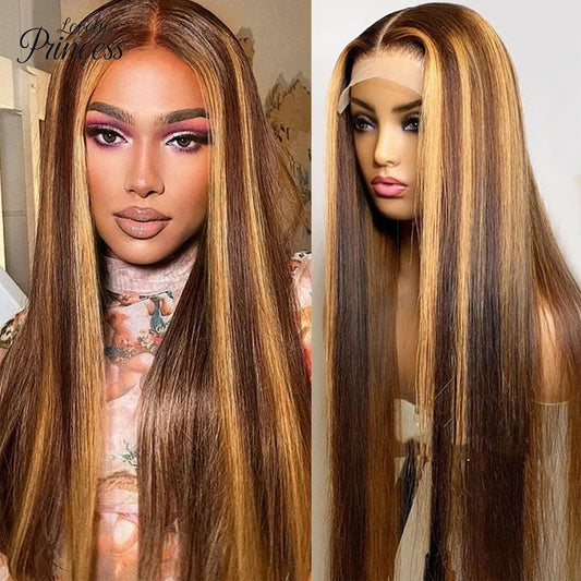 Highlight 13x4 Straight Lace Frontal Human Hair Wig