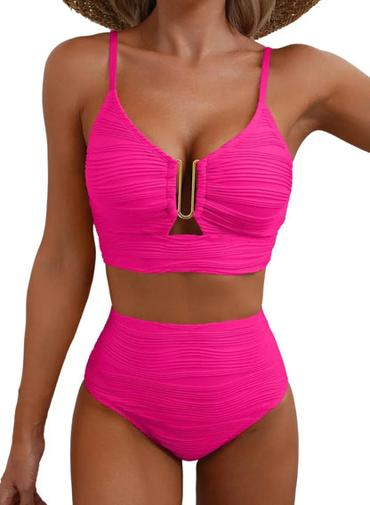 Women’s High-Waist Cutout Two-Piece Bikini Set