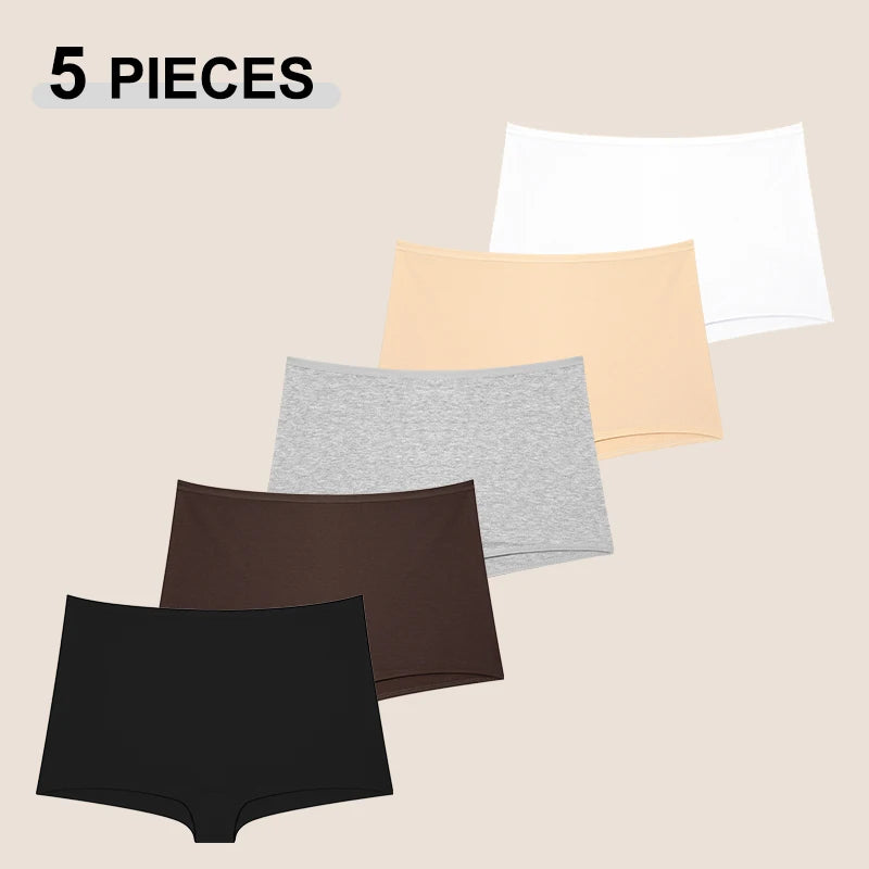 5Pcs Seamless Cotton Boyshorts