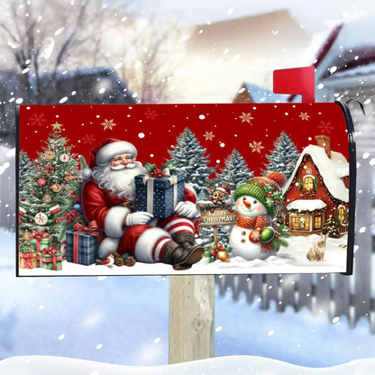 Christmas Mailbox Cover Santa Claus Snowman Letter Post Box Wraps