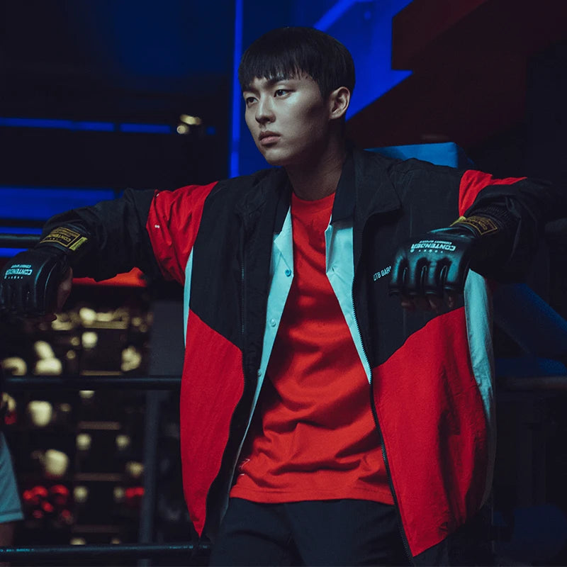 Ahn Suho Weak Hero Class Unisex Track Jacket – Retro Color-Block Streetwear Sports Coat