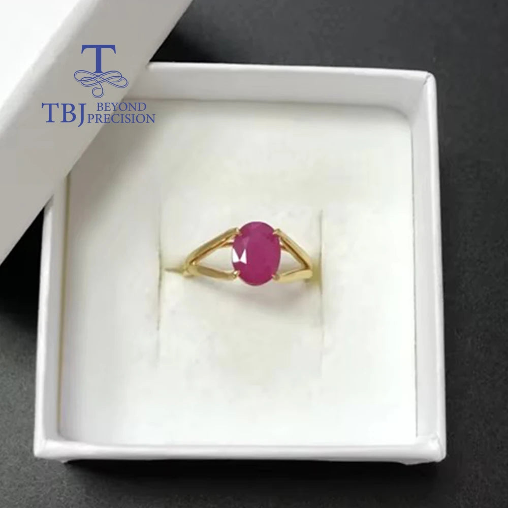Women's 14K Gold Oval Natural Ruby Statement Ring