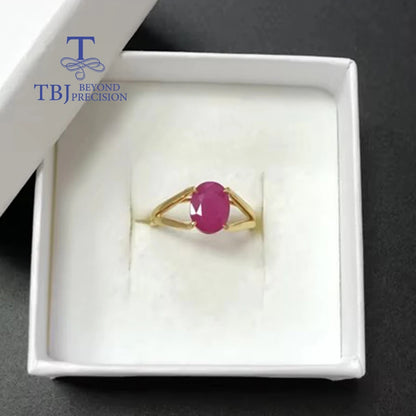 Women's 14K Gold Oval Natural Ruby Statement Ring