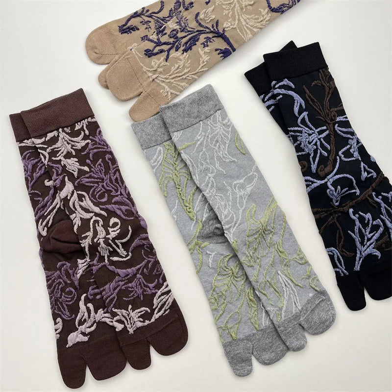 Women's Retro Floral Split-Toe Tabi Socks Set