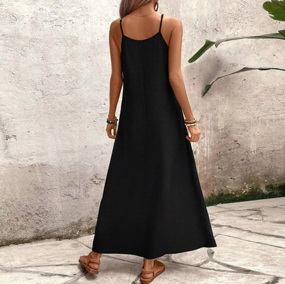 Women's Summer Leaf Print Halter Maxi Dress