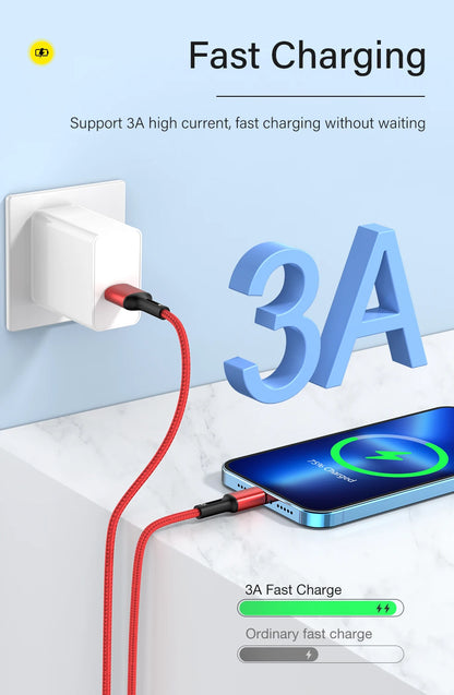 10-Pack Nylon Braided Fast Charging Cable for iPhone 14 13 12 11 Pro Max Mini XS XR X 8 7 6