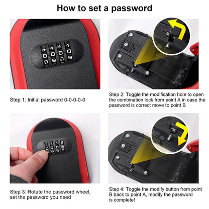 Key Lock Box with Small 4 Digit Combination Wall Mounted