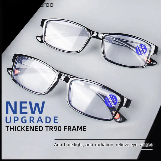 10-Pack Unisex Ultra-Light Anti-Blue Light Reading Glasses – Rectangle Frame Readers (+1.0 to +4.0)