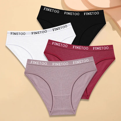FINETOO 4Pcs Cotton Breathable Panties