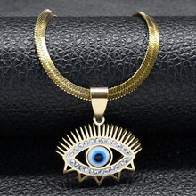 Vintage Crystal Evil Demon Eye Choker Necklace