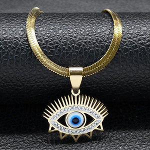 Vintage Crystal Evil Demon Eye Choker Necklace