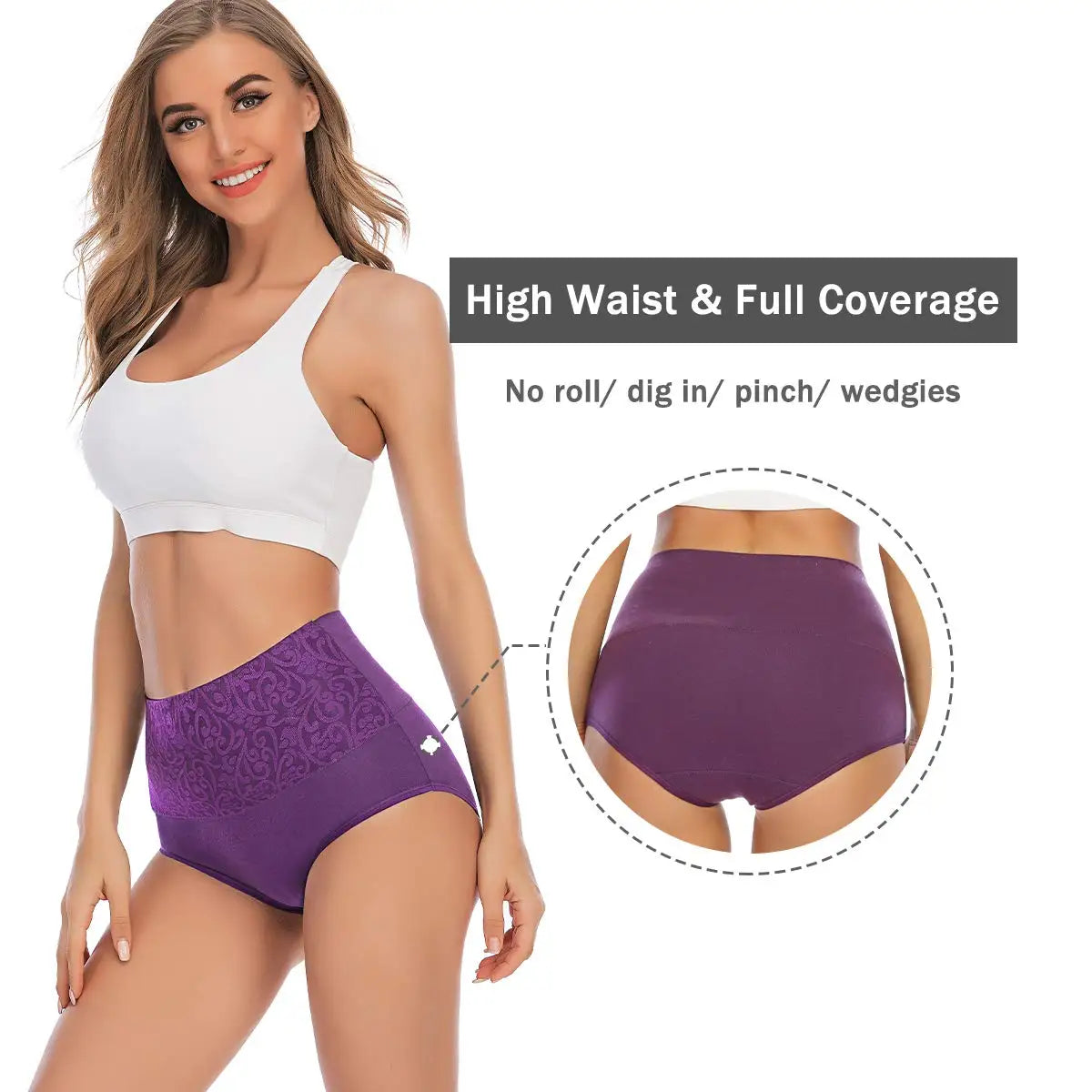 High-Waist Tummy Control Cotton Briefs 3-Pack