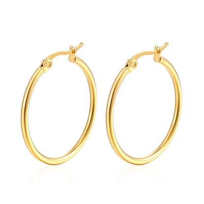 Classic Stainless Steel Big Hoop Earrings – Lightweight Round Circle Jewelry (30-80mm)