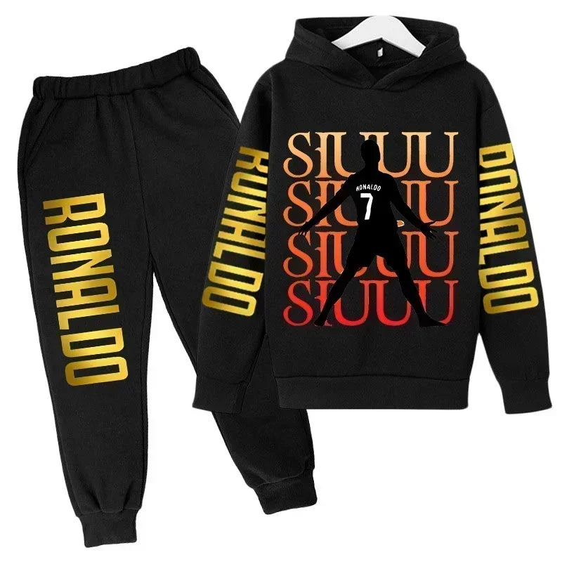 Ronaldo Print Hoodie + Pants Suit Set