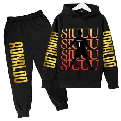 Ronaldo Print Hoodie + Pants Suit Set