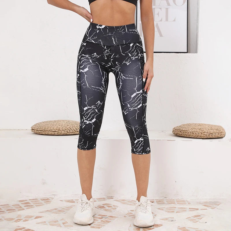 High Waist Capri Leggings with Pockets