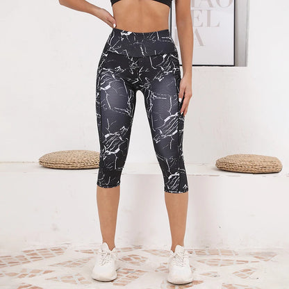 High Waist Capri Leggings with Pockets