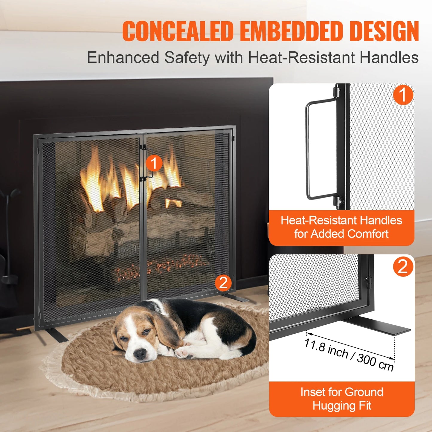 SucceBuy Fireplace Screen with Door Iron