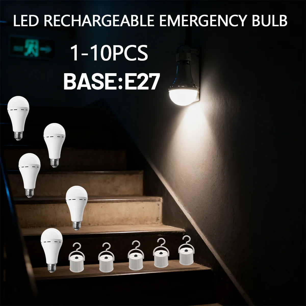 9W Rechargeable Emergency LED Light Bulb with 1500mAh Backup Battery