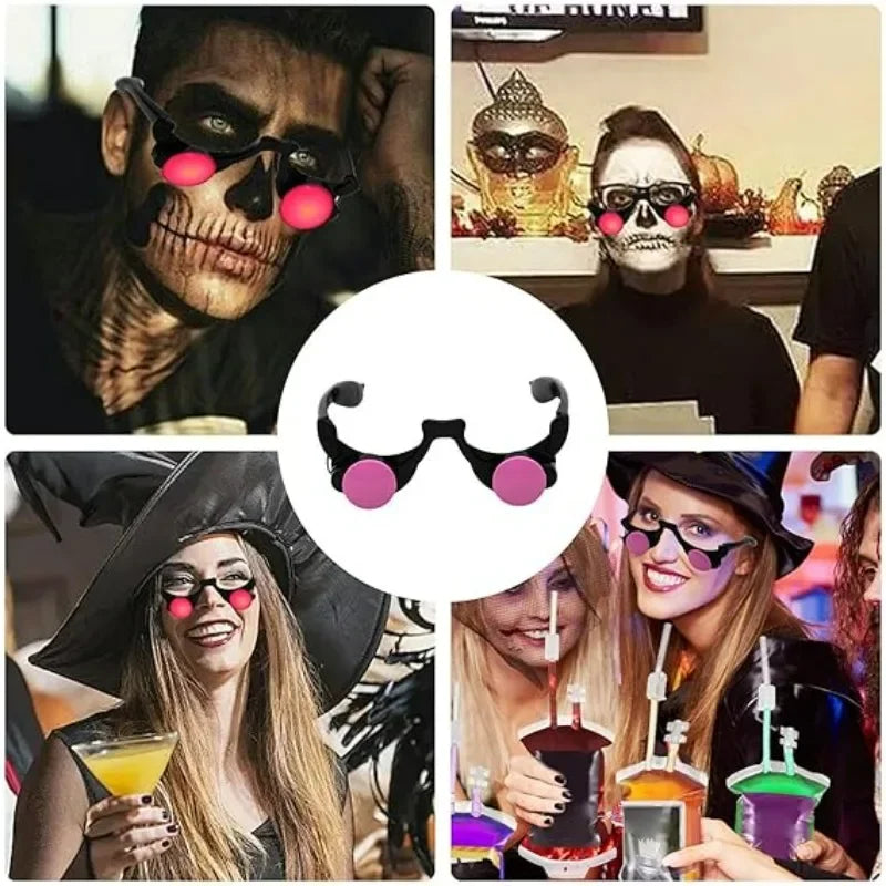 Halloween LED Luminous Glasses Carnival Party Cosplay Prop Horror Red Eye Glasses Glow in The Dark Halloween Party Creative Gift
