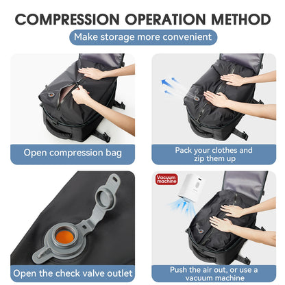Vacuum Compression Expandable Travel Backpack & Laptop Bag