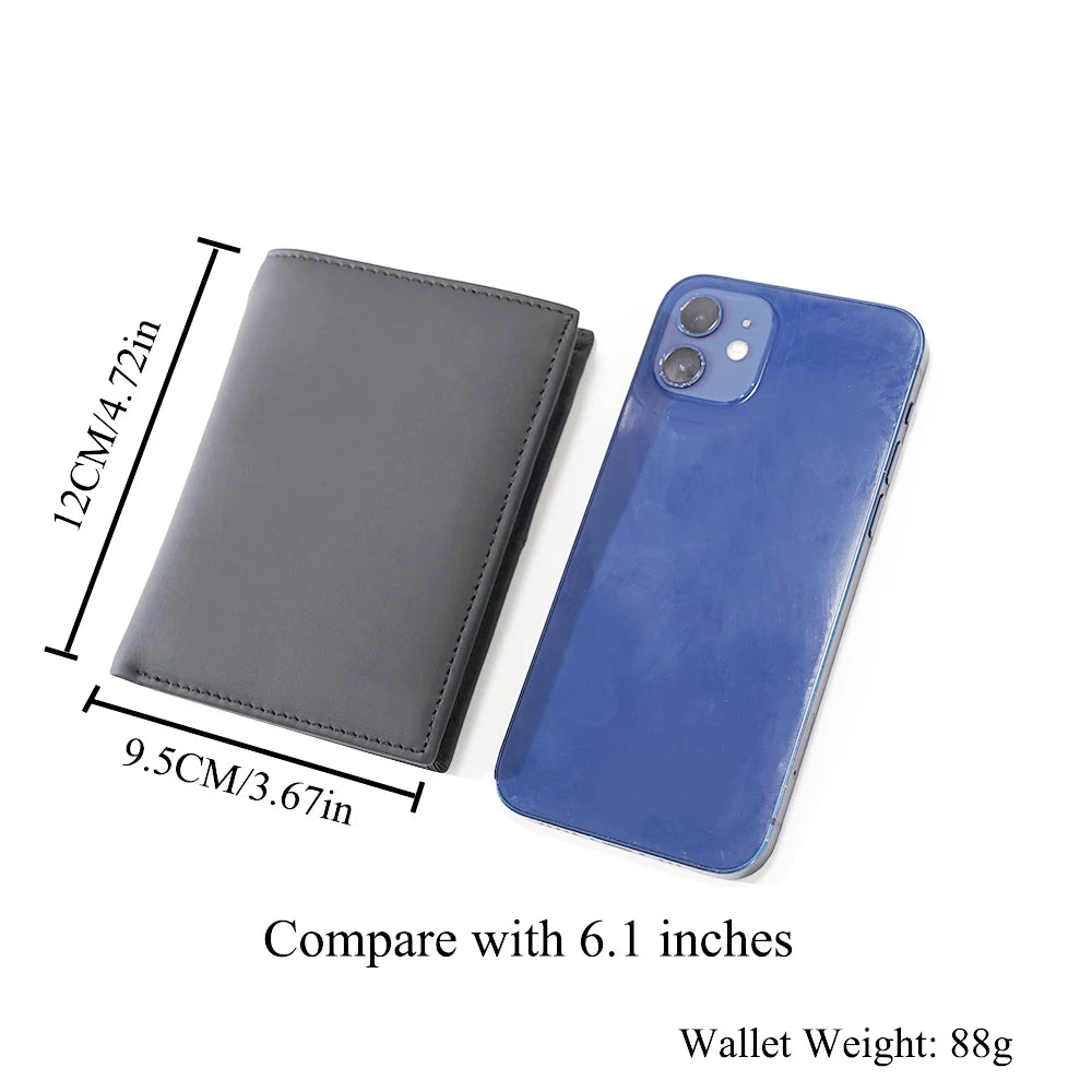 Men's Genuine Leather Bifold Wallet with Zipper Coin Pocket