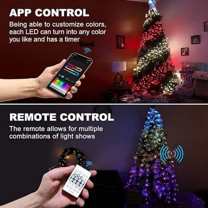 RGB Christmas Tree Waterfall Lights with Star Topper & App Control